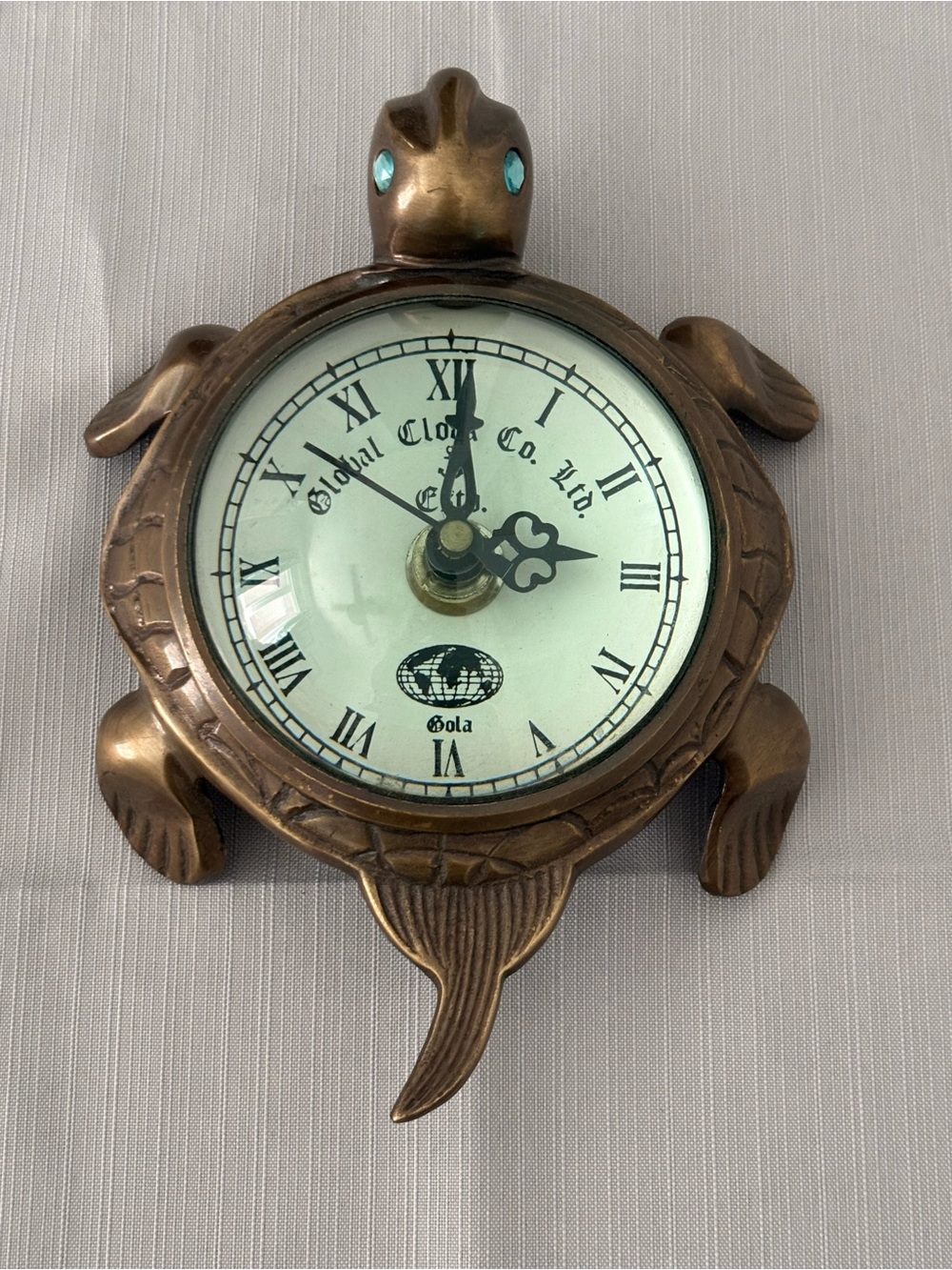 Gola Bronze Turtle Wall Clock with Turquoise Eyes M37